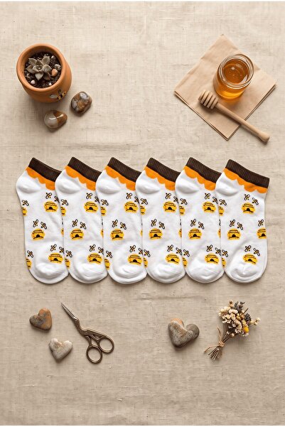 hadiora Women's Bee Patterned 6-Piece Booties Socks Set - Fun Concept Socks