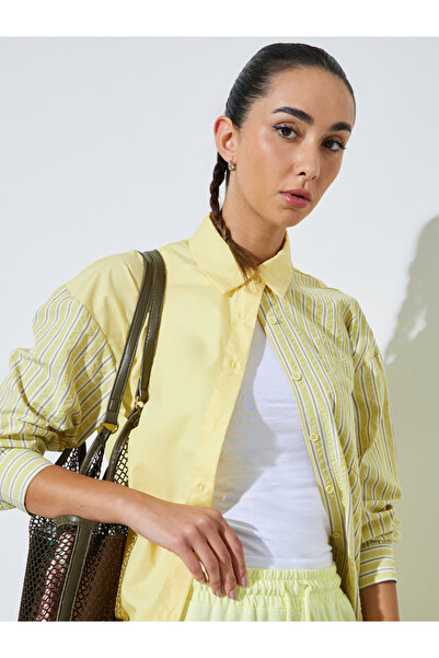 Styli Yellow Striped Longline Shirt