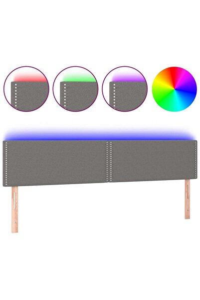 vidaxl Tăblie de pat cu LED, gri închis, 180x5x78/88 cm, textil