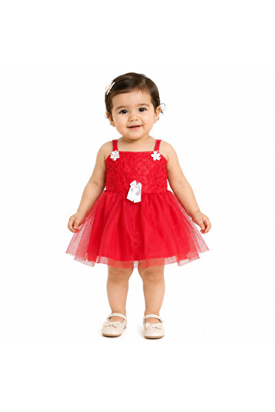 Generic Red Sleeveless Baby Dress with Multi-Layered Tulle Skirt