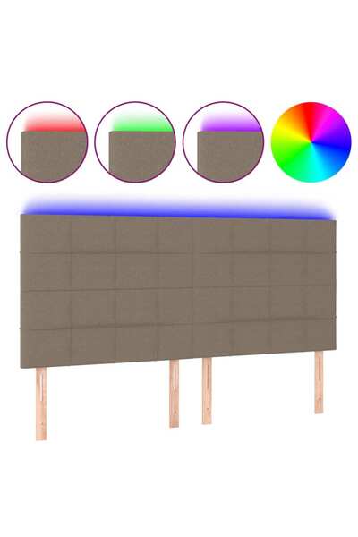 vidaxl Tăblie de pat cu LED, gri taupe, 180x5x118/128 cm, textil