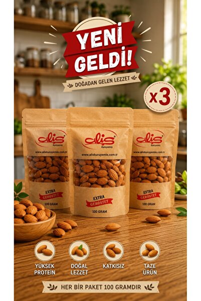 ALİŞ KURUYEMİŞ ÇİĞ BADEM PREMİUM 100GR X 3 ADET