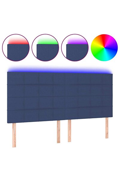 vidaxl Tăblie de pat cu LED, albastru, 180x5x118/128 cm, textil
