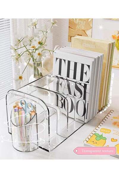 Arabest Desktop Organizer,Clear Magazine Holder with Pen Holder,File Organize...