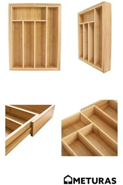 Yıldızan Nht Shop Kitchen Bamboo Adjustable Drawer Cutlery Holder with Adjust...