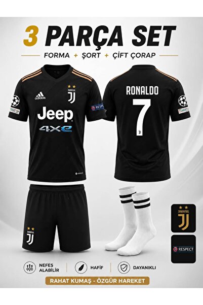 sonvadi Ronaldo Juventus. Siyah Çocuk Forması Çorap Hediyeli