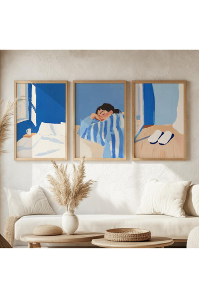 ALAYRA International Framed Abstract Painting Set of 3 Home Decor 50x70 cm