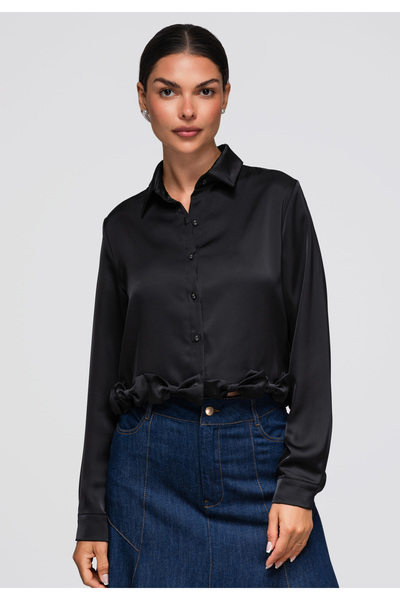 OMBRE Cămașă de damă, croială lejeră, mânecă lungă, cu nasturi OW-SH-E0059