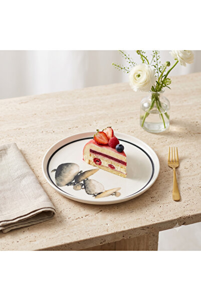 Tezyinat Wood 6-Piece Kaya 21 cm Porcelain Cake and Dessert Plate Set