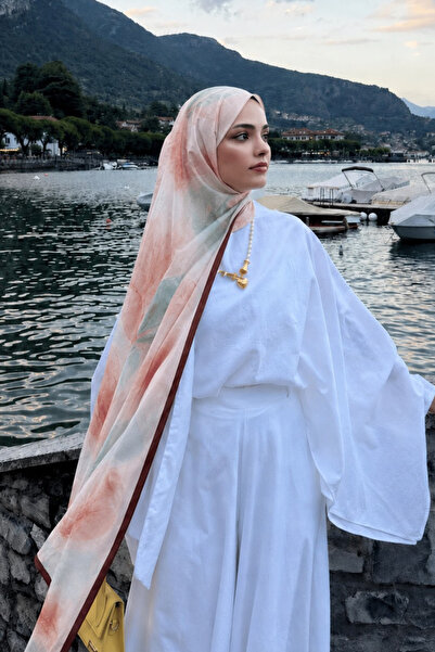 BONASERA EŞARP Fransız İpeği Şal Modeli Pastel Çiçek Desenli Tesettür Şalı
