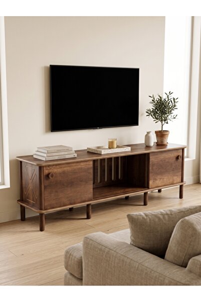 CMDWOOD CEVİZ ONTANO TV Ünitesi – Sürgülü Kapaklı | 160 cm | Tasarımıyla Mode...