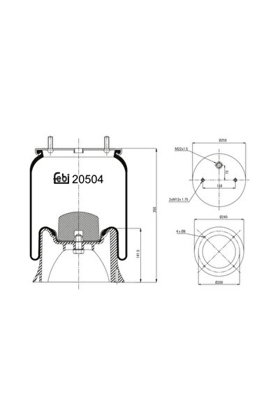 FEBI BILSTEIN Perna de Aer Spate (diametru: 240/258mm) Saf Ar Em Eo Eu SAF AR...