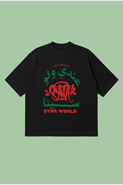 PURE POWER تيشيرت عربي مطبوع من Synaworld بقصة واسعة وفضفاضة للجنسين مصنوع من...