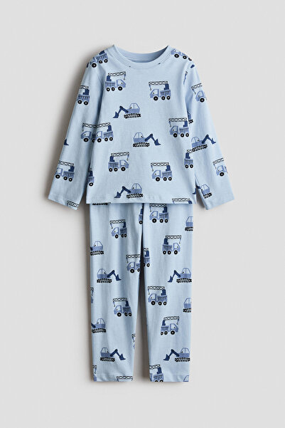 H&M Pamuklu ve Desenli Pijama Takımı