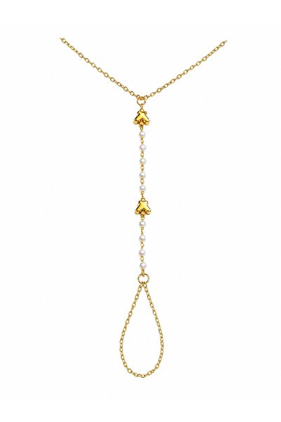 X-Lady Accessories Altın Renk Kelebek Sıralı İnci Çelik Şahmeran - 3904