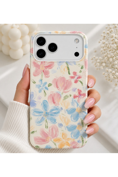 OVADA İphone 17 Pro Max Uyumlu Çiçek Desenli İçi Kadife Silikon Soft Telefon ...