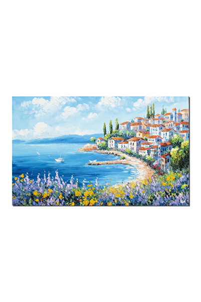 artnova Картина 100x60см Греция, импасто, жив средиземноморски пейзаж с цветя...