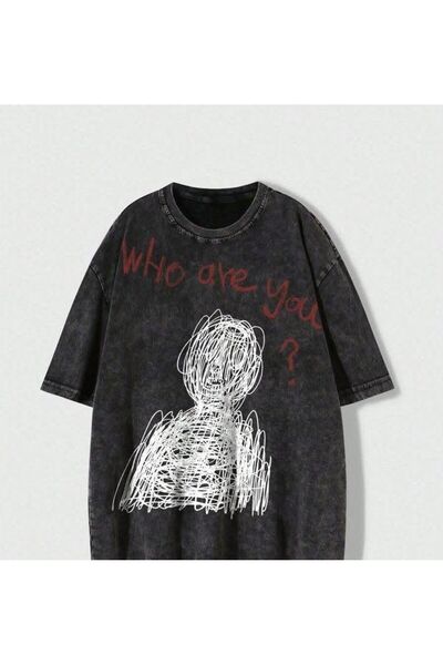 classy moda Unisex Colorful Oversize Printed T-Shirt Streetwear Comfortable F...