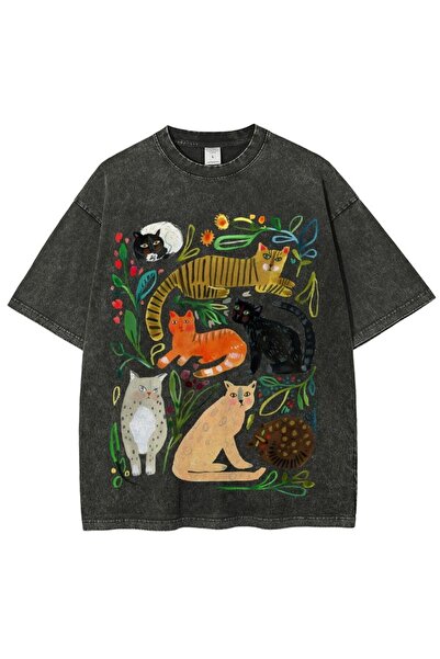 bellanova Unisex πολύχρωμο μπλουζάκι με στάμπα Oversize Streetwear Άνετη εφαρ...