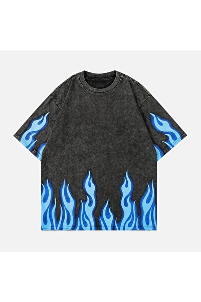 bellanova Unisex πολύχρωμο μπλουζάκι με στάμπα Oversize Streetwear Άνετη εφαρ...