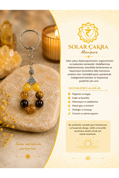 OSMANLI DEĞERLİ TAŞ Solar Chakra Keychain