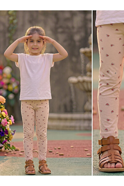 Fasıla Giyim Girl's Powder Color Heart Patterned Cotton Flexible Tights Set o...