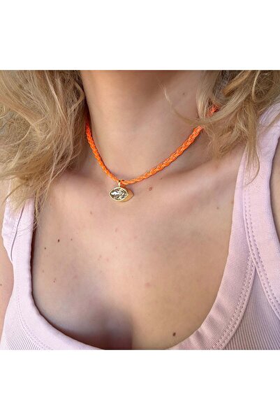 Alice İsstanbul Orange Braided Crystal Stone Necklace
