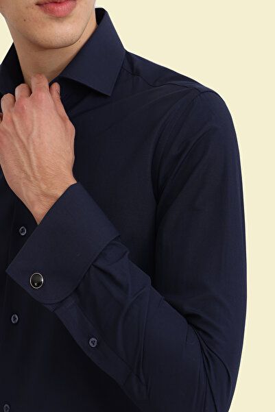 Picuardo Erkek Slim Fit Duble Manşet Pamuklu Kolay Ütülebilen İtalyan Gömlek