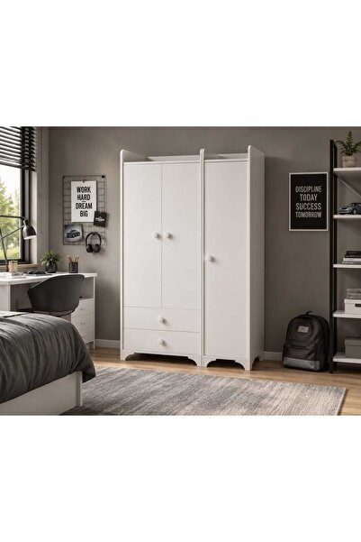 Moonra Home 3 Kapaklı Gardrop 2+1 Genç Odası Dolabı