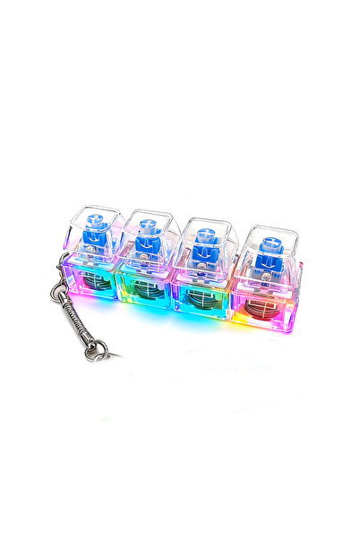 Choice1 4Keys White-1PC LED Light Keyboard Keychain Fidget Toy Clickable Butt...