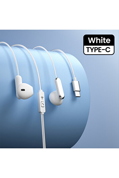Choice Type-C White 3.5mm/Type-C Wired Headphones Over Ear HiFi Call Wire Con...
