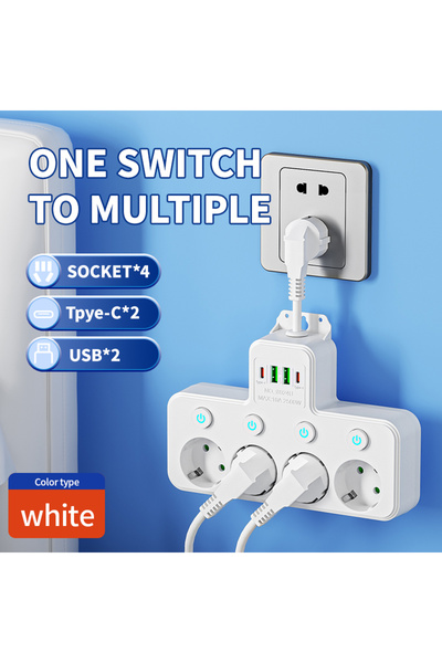 Choice1 4 White EU Plug 4/5 AC Outlet Power Strip Multiprise Wall Socket Univ...