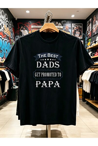 212Wear تي شيرت مطبوع عليه عبارة "Promoted to Papa Dad" للرجال، هدية عيد الأب...