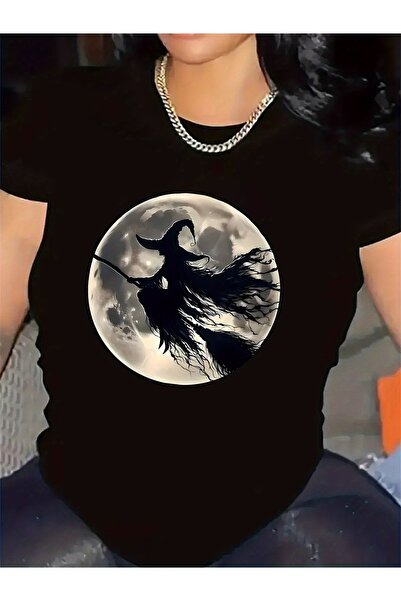 Astogria13 cotton T-Shirt with Witch Design Halloween Party, Durable Lightwei...