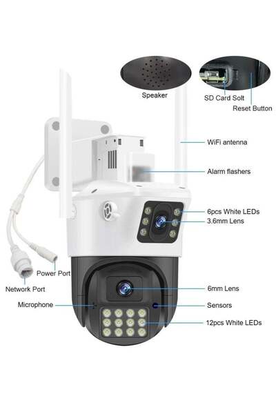 PopZa 4MP Outdoor PTZ Camera WIFI with Dual Screen Color Night Vision 2K Wire...