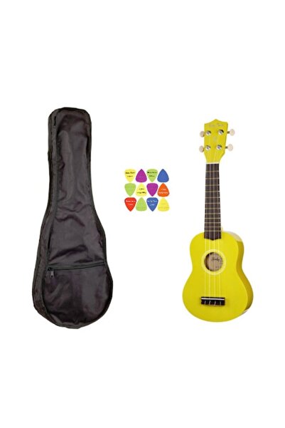 Harley Benton Ukulele Sopran UK-12 GALBEN 52cm, husă + 12 pene