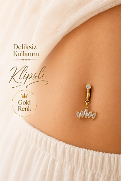 Sacce Scarves&Accessories Deliksiz Klipsli Taç Figürlü Göbek Piercing Taşlı S...