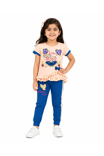 Generic Ryhana Kids طقم بلوزة وبنطلون للبنات، مقاس 6 سنوات | نقشة فراشات ملون...