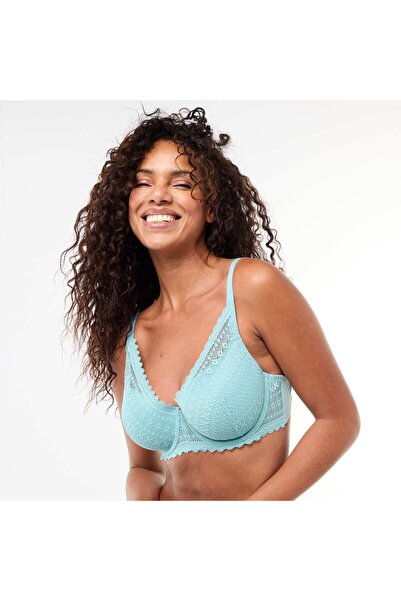 KIABI Full-coverage lace demi-cup bra BLUE