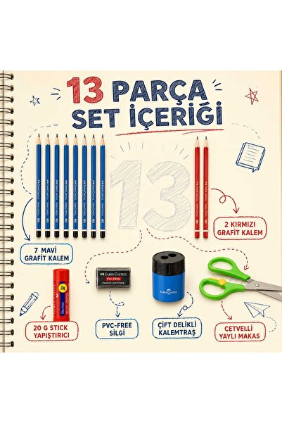 Faber Castell Faber-Castell 1 Parça Okul Çalışma ve Proje Seti – 6 Kurşun Kal...
