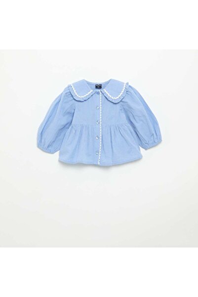 KIABI Poplin Blouse with Peter Pan Collar BLUE