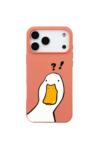 Casen iPhone 17 Pro Max Turuncu What Duck Ördek Tasarımlı Kamera Korumalı Ren...