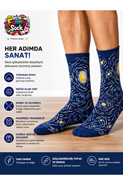 YILDIZLI GECELER DESENLİ EĞLENCELİ ÇORAP