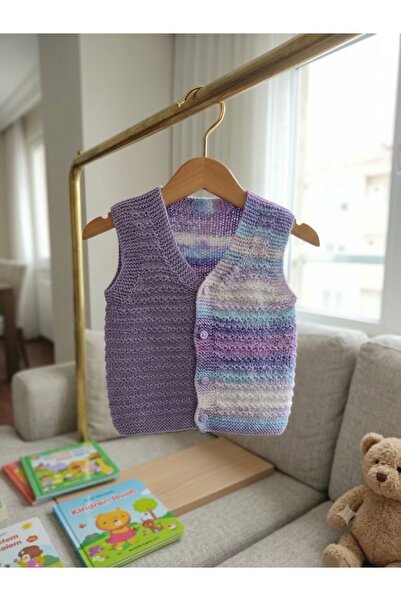 Ercahome tekstil El Örgüsü Cotton İp Kız Yelek 4 /5 Yaş Kız Çocuk %100 Cotton...
