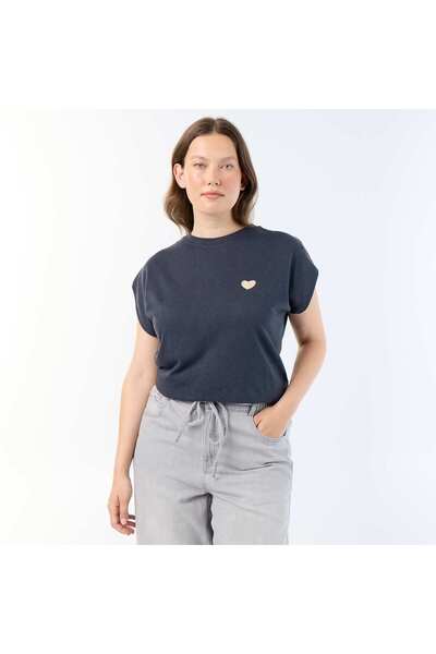 KIABI Sleeveless jersey t-shirt with small chest embroidery BLUE