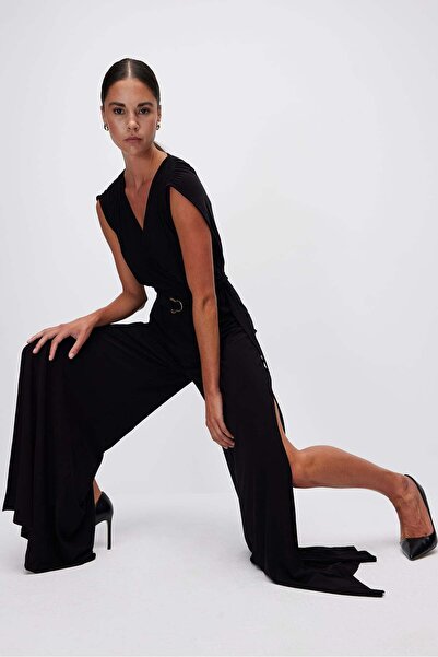 PAULMARK Women's Slit Wide Leg Jumpsuit