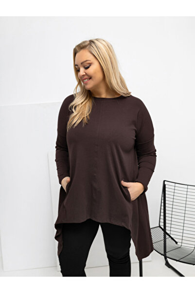 Relevance Bluza Dama Maneca lunga, Decolteu rotund, RELEVANCE, Maro Casual