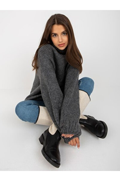 rue parıs Women's Sweater, RUE PARIS, Acrylic, Straight Dress, Dark Gray, mod...