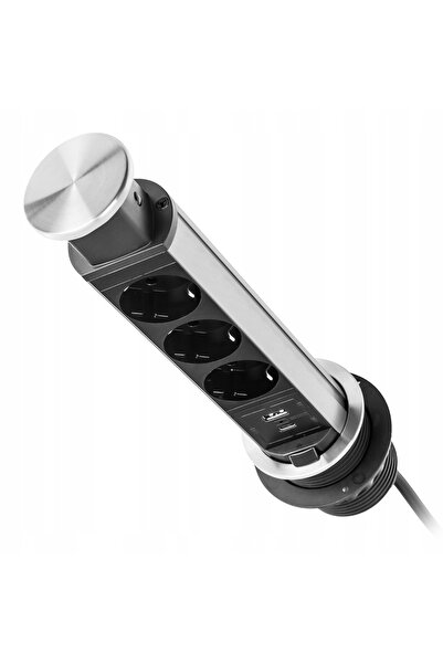 Spacetronik Priză de încorporat în blat, triplă, cu 3 porturi USB, 230V