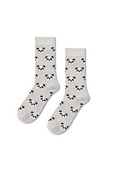 CARNAVAL SOCKS Cute Panda Patterned Light Gray Unisex Socks